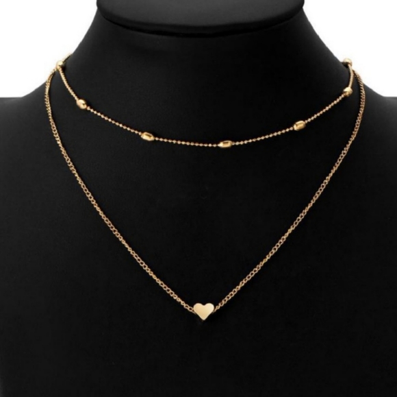❤️ Double layer Heart Choker Necklace ❤️ - Picture 1 of 4